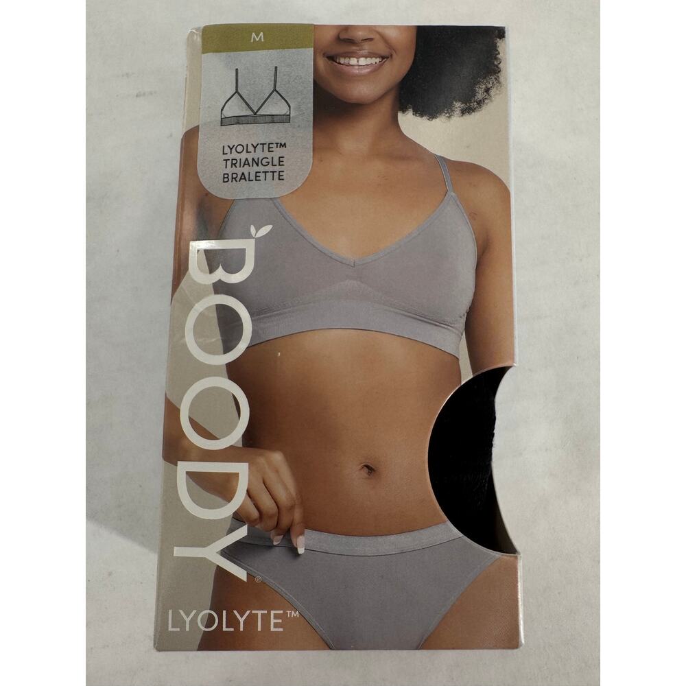 Boody Lyolyte Triangle Bralette Womens M Black Seamless Soft Stretch NIB